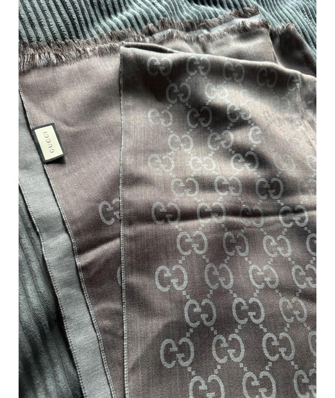 GUCCI Коричневый шерстяной шарф, фото 2