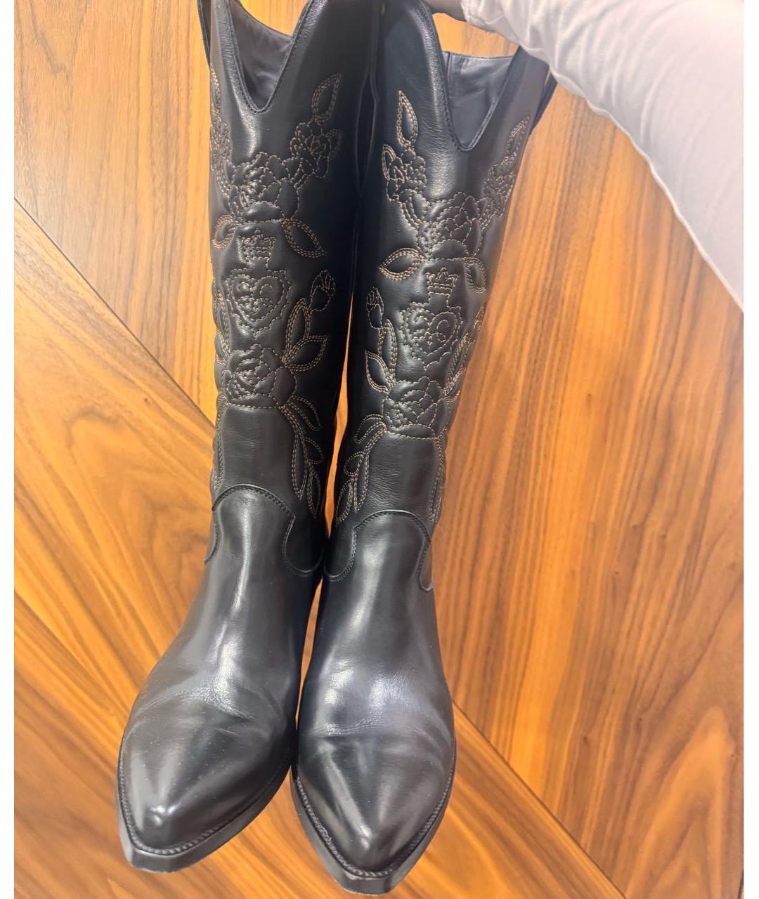 ULYANA SERGEENKO Черные кожаные сапоги, фото 2