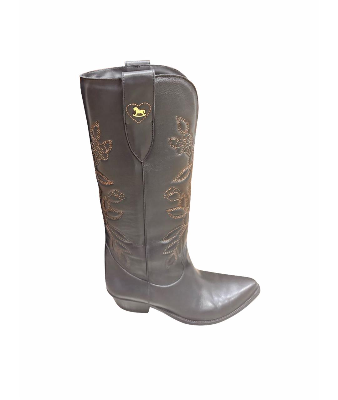 ULYANA SERGEENKO Черные кожаные сапоги, фото 1