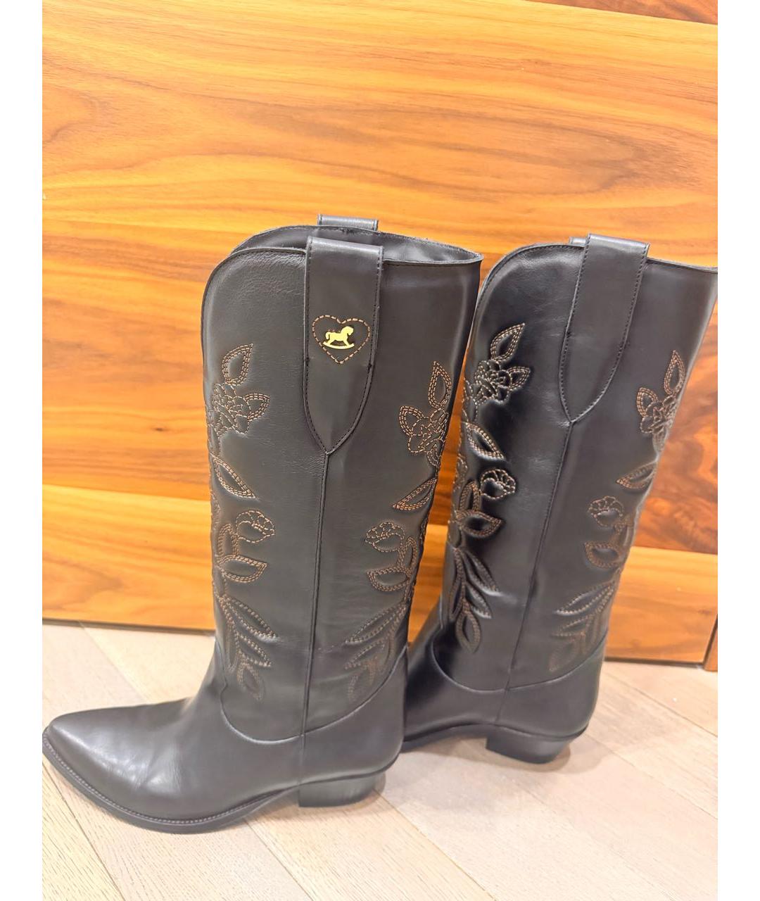 ULYANA SERGEENKO Черные кожаные сапоги, фото 4