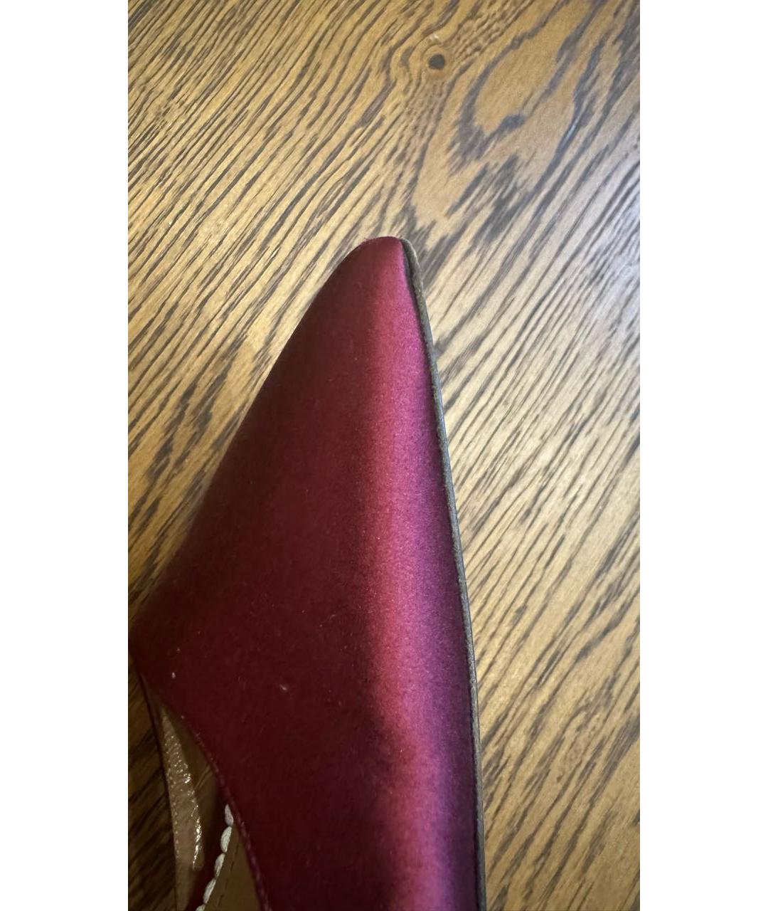 AQUAZZURA Бордовые текстильные босоножки, фото 5