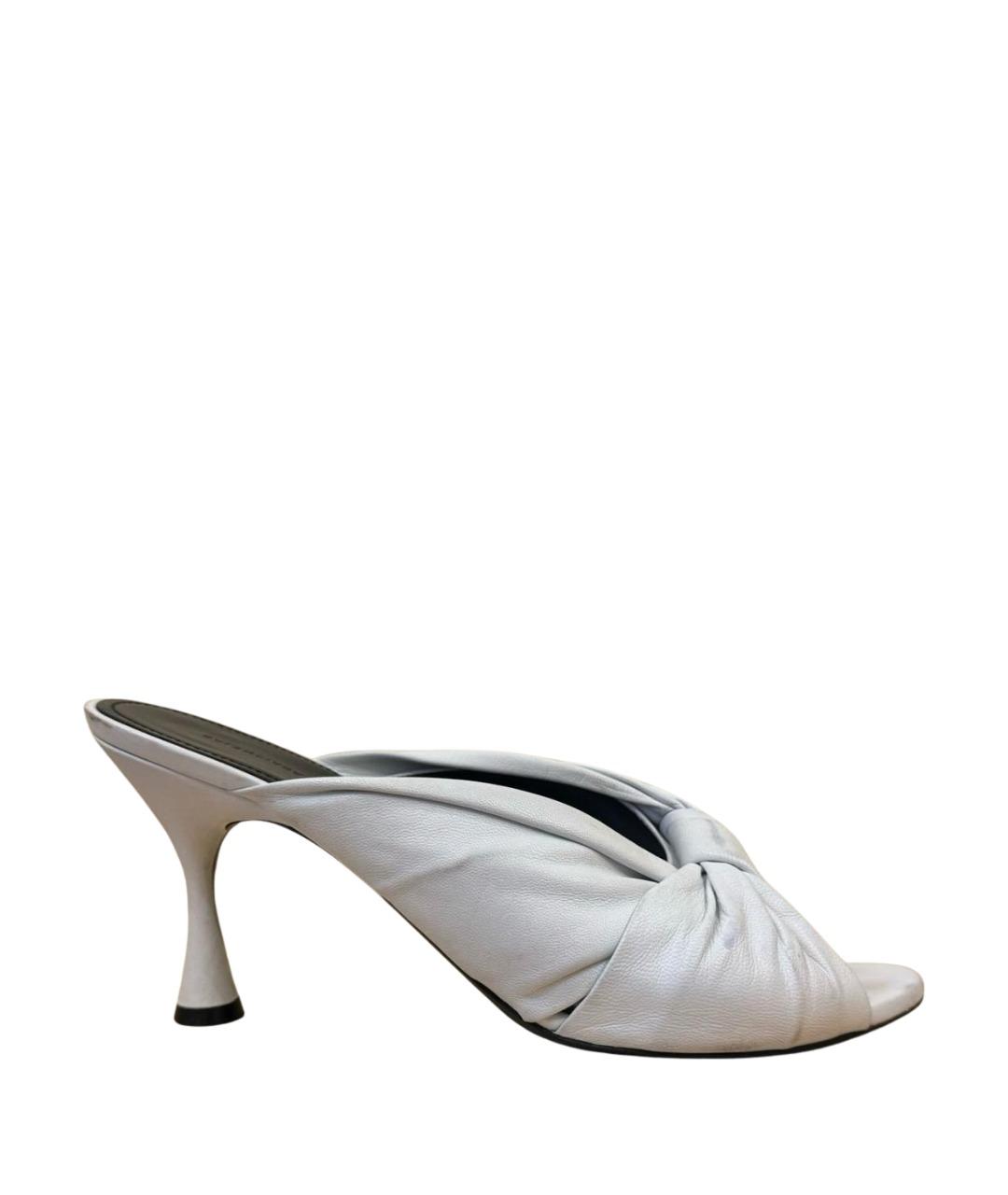 BALENCIAGA Белые кожаные мюли, фото 1