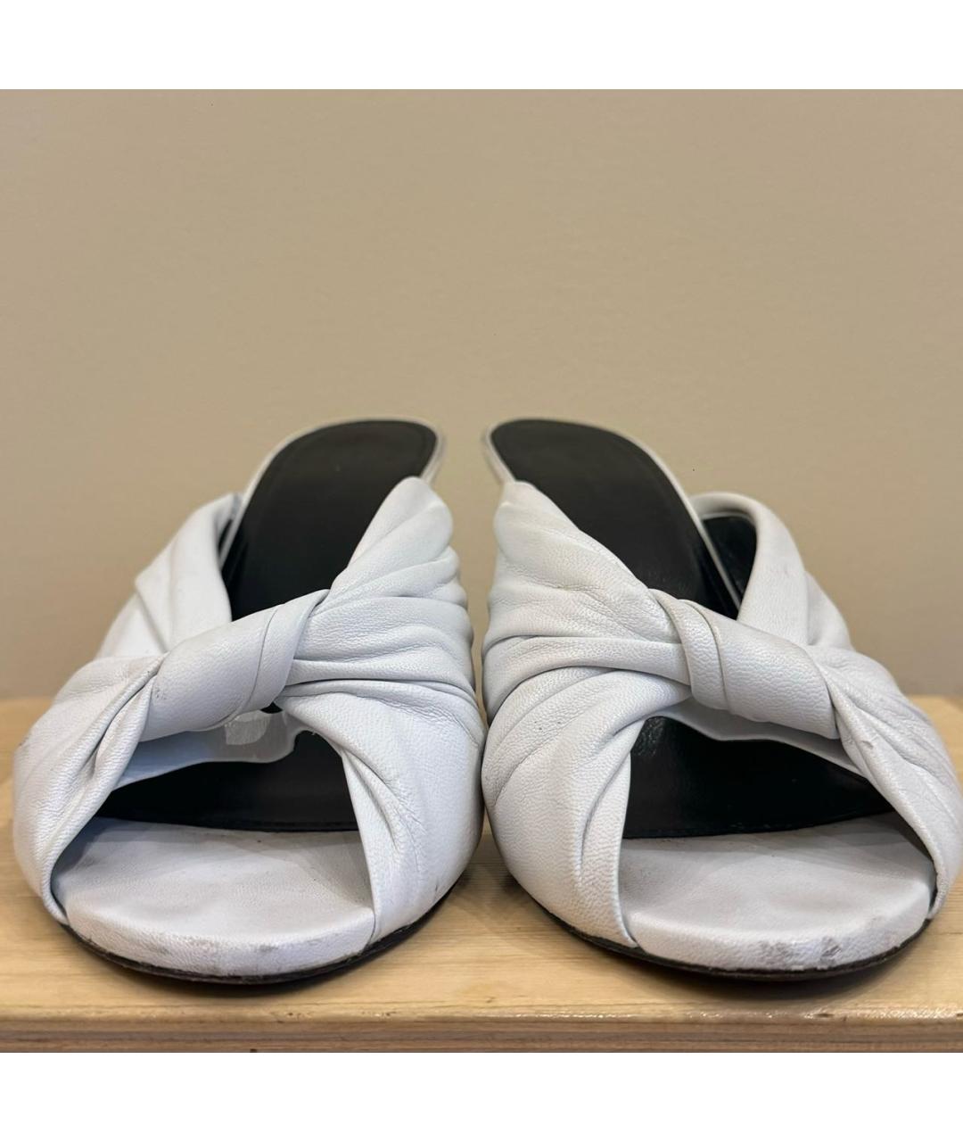 BALENCIAGA Белые кожаные мюли, фото 3