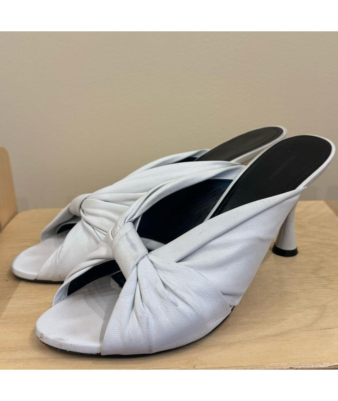 BALENCIAGA Белые кожаные мюли, фото 2
