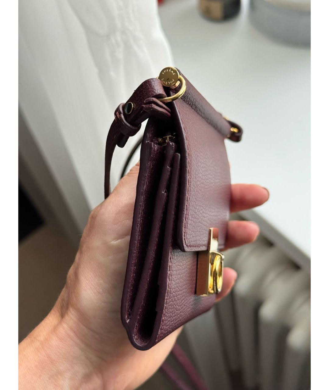 POLENE Бордовая кожаная сумка через плечо, фото 4