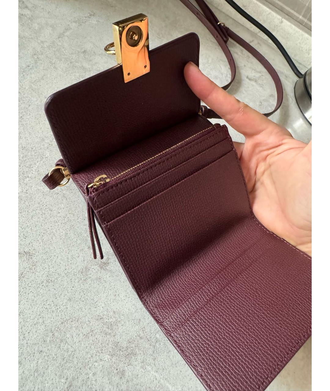 POLENE Бордовая кожаная сумка через плечо, фото 6
