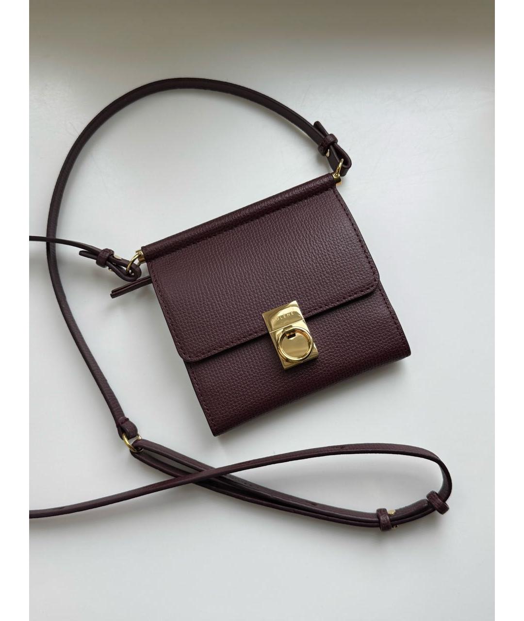 POLENE Бордовая кожаная сумка через плечо, фото 2