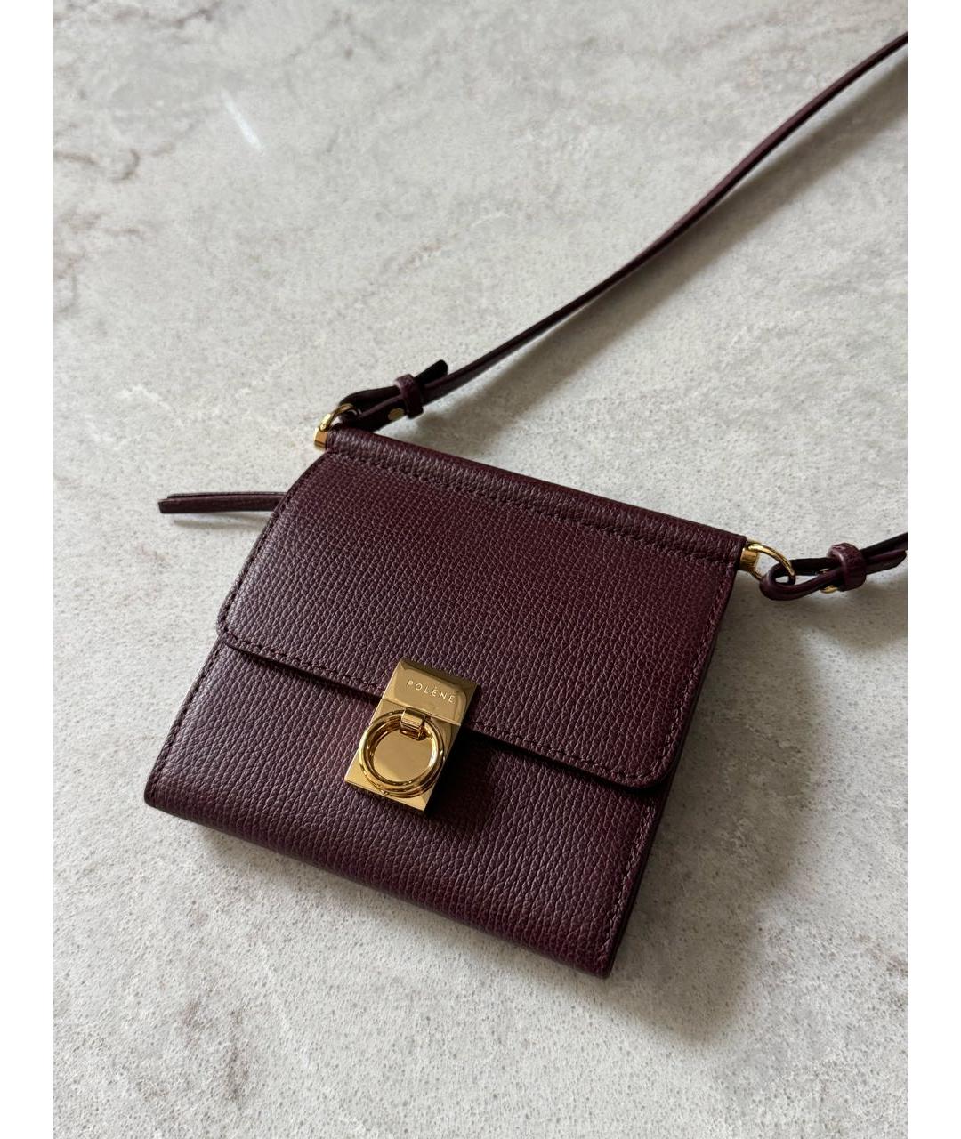 POLENE Бордовая кожаная сумка через плечо, фото 3