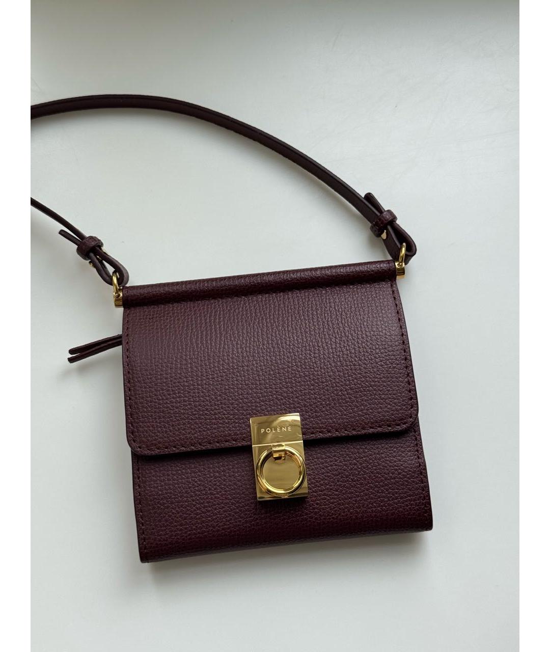 POLENE Бордовая кожаная сумка через плечо, фото 7