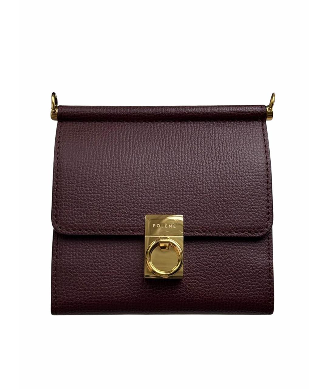 POLENE Бордовая кожаная сумка через плечо, фото 1