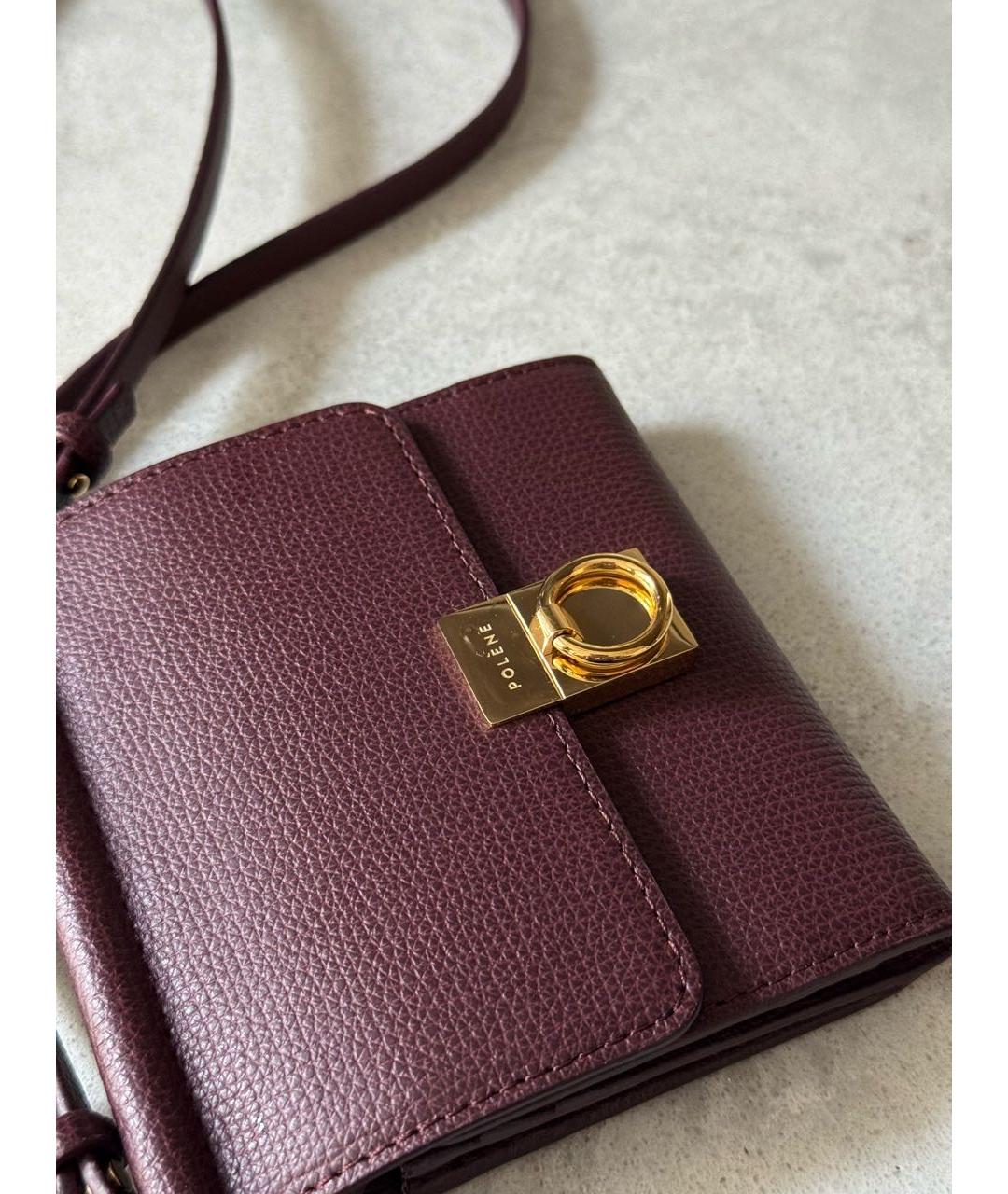 POLENE Бордовая кожаная сумка через плечо, фото 8