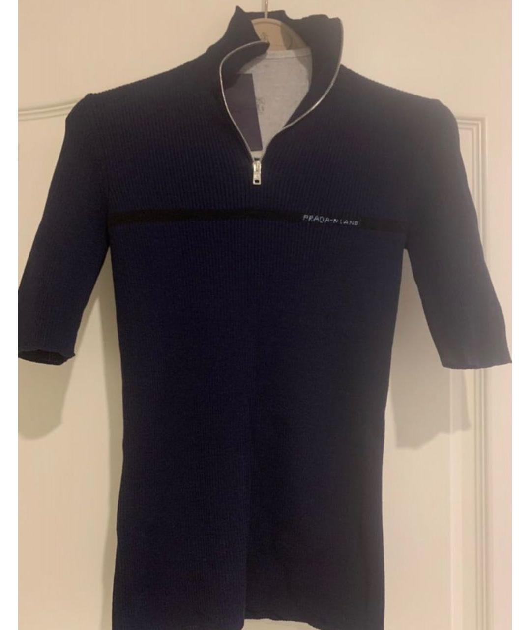 PRADA Темно-синий шерстяной джемпер / свитер, фото 4