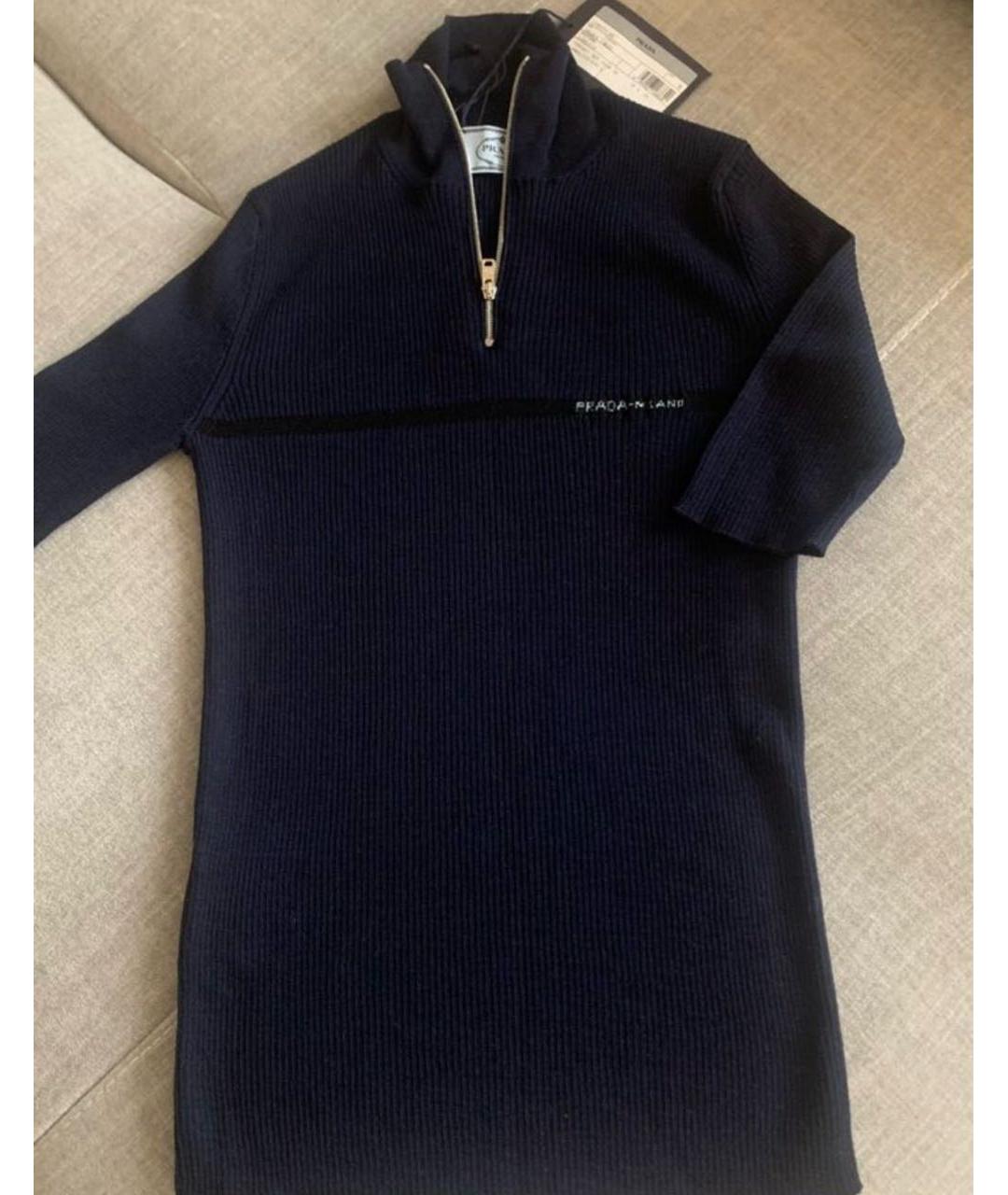 PRADA Темно-синий шерстяной джемпер / свитер, фото 5
