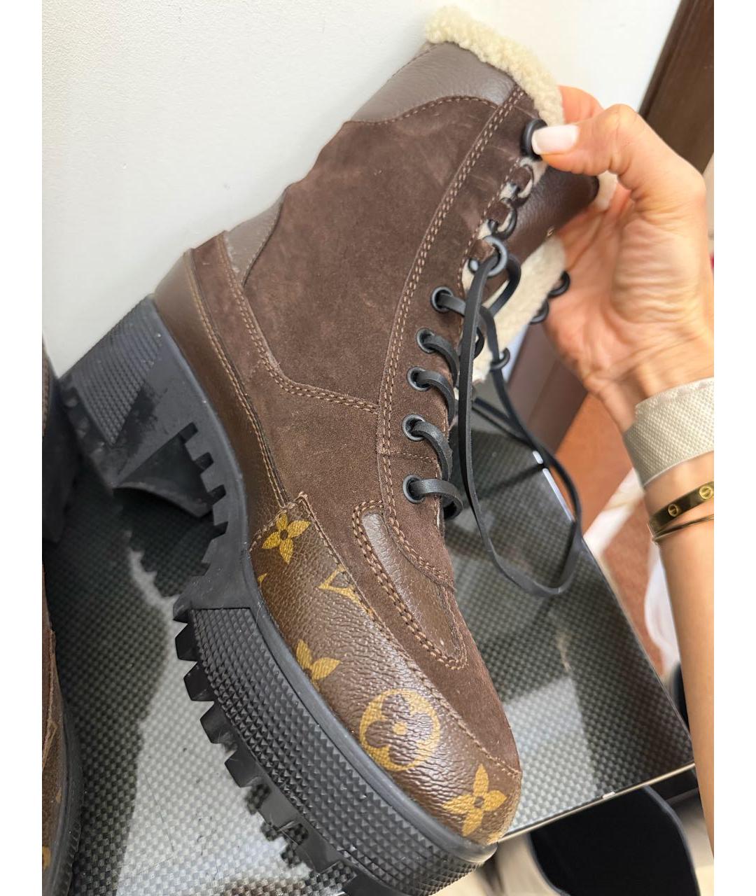 LOUIS VUITTON Коричневые кожаные ботинки, фото 6