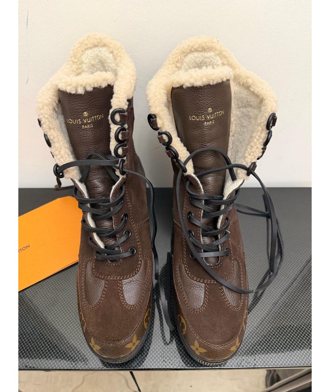 LOUIS VUITTON Коричневые кожаные ботинки, фото 2