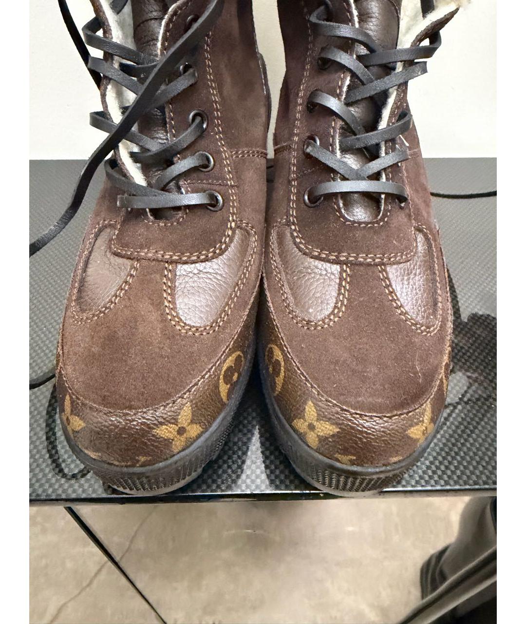 LOUIS VUITTON Коричневые кожаные ботинки, фото 5
