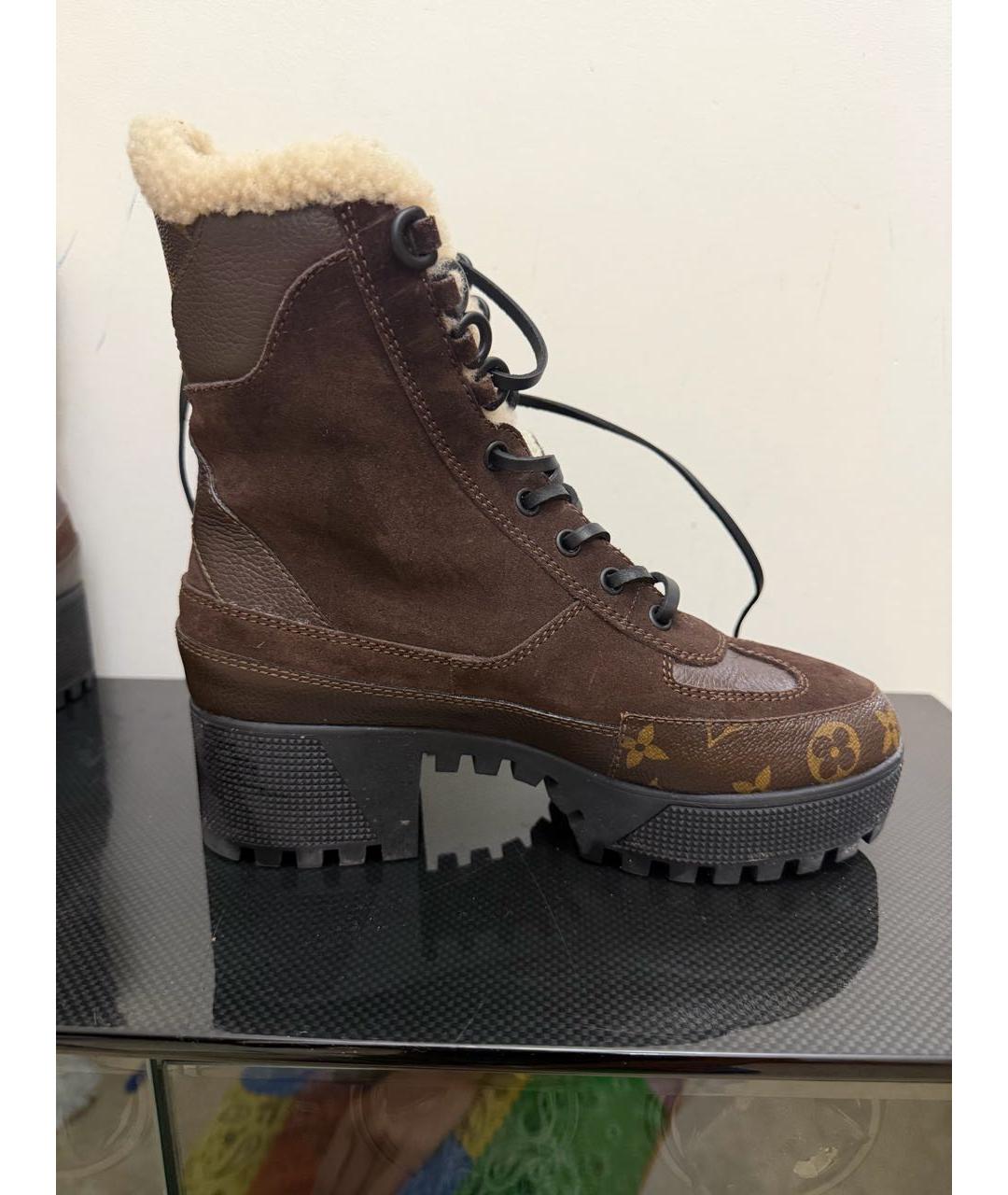 LOUIS VUITTON Коричневые кожаные ботинки, фото 7
