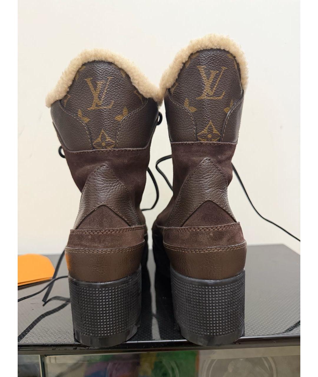 LOUIS VUITTON Коричневые кожаные ботинки, фото 4