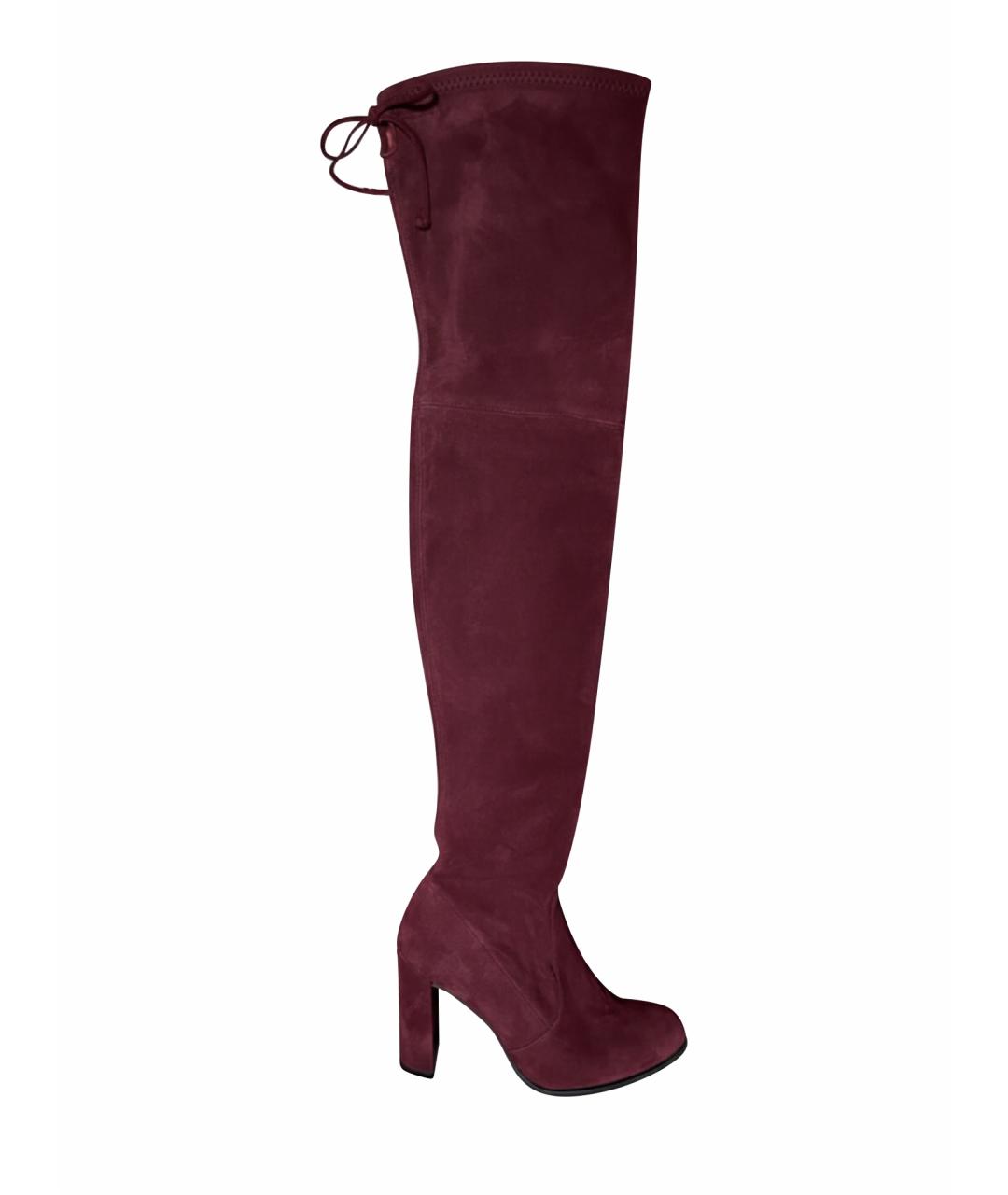 STUART WEITZMAN Бордовые замшевые ботфорты, фото 1