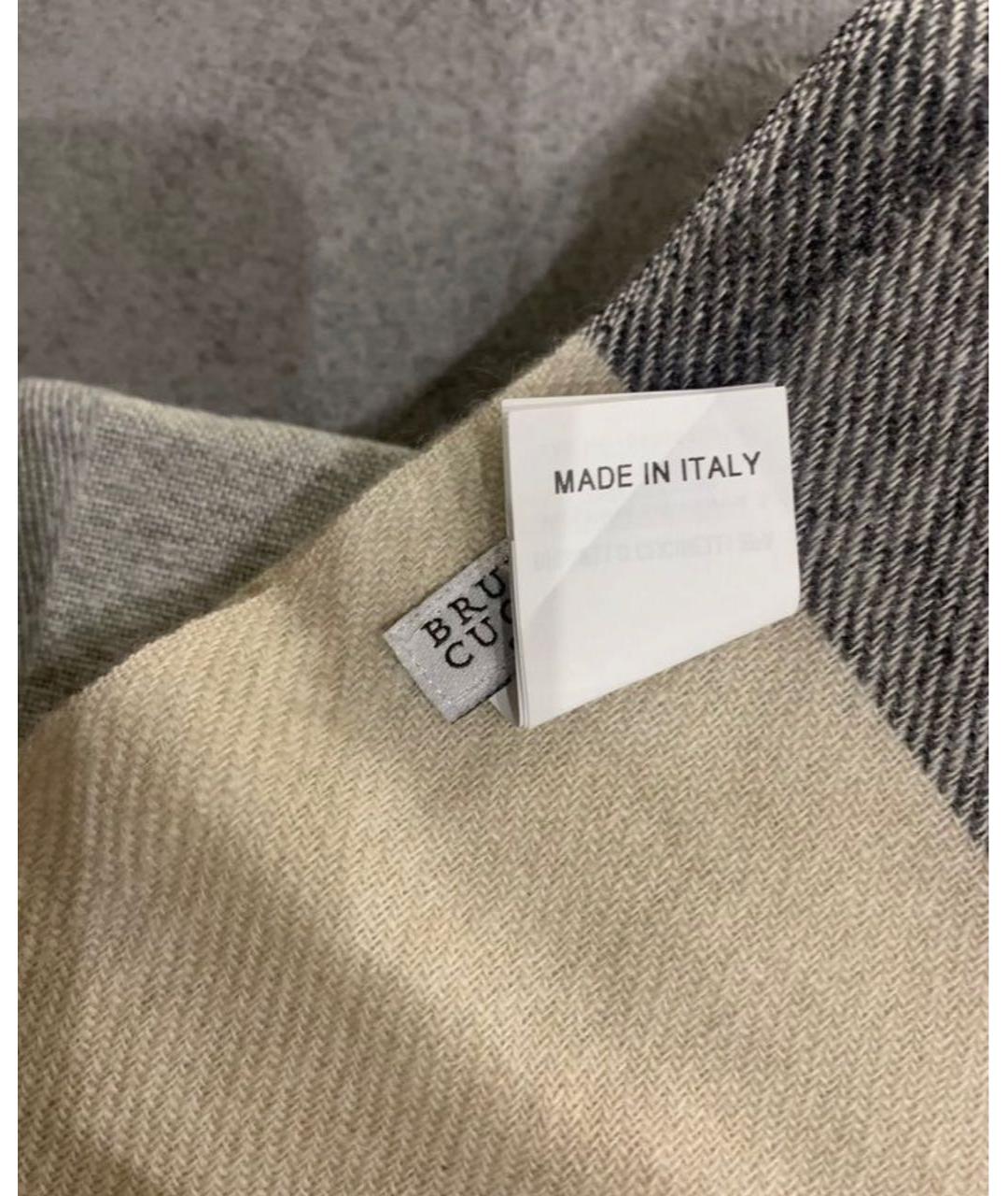 BRUNELLO CUCINELLI Бежевый кашемировый шарф, фото 3