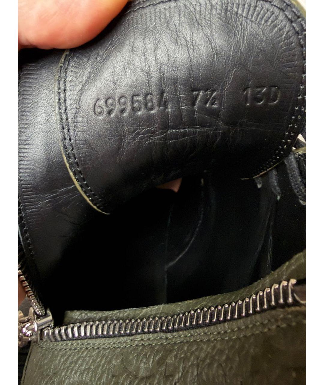 GUCCI Хаки кожаные высокие ботинки, фото 5