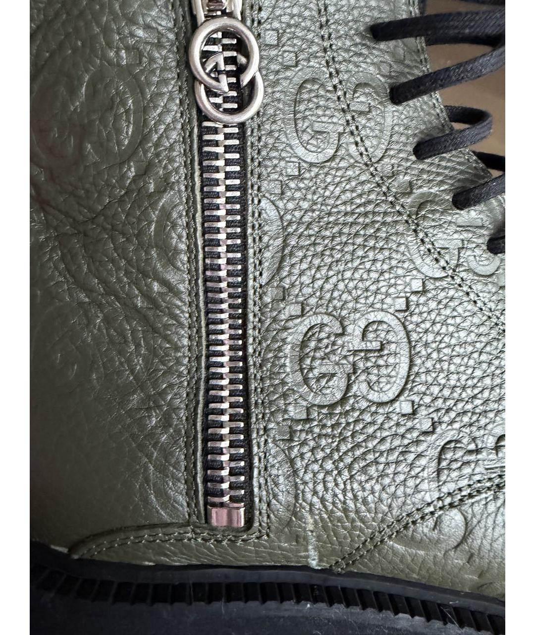 GUCCI Хаки кожаные высокие ботинки, фото 7