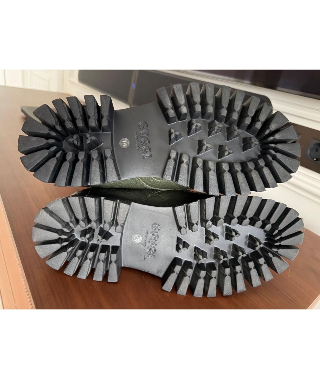 GUCCI Хаки кожаные высокие ботинки, фото 6