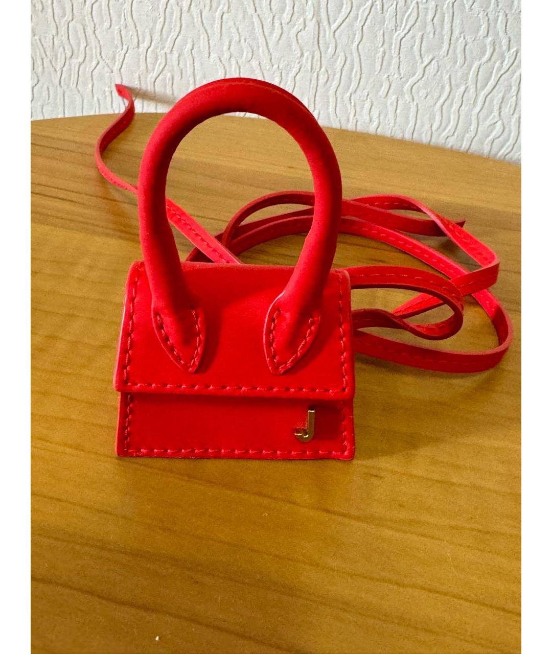 JACQUEMUS Красная кожаная сумка через плечо, фото 3