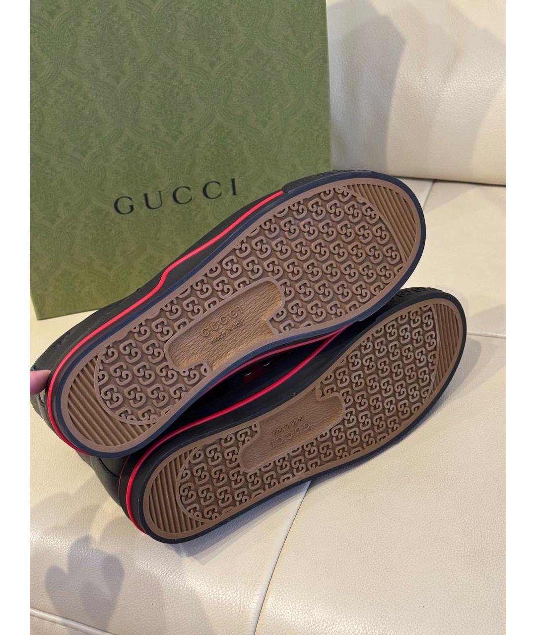 GUCCI Черные кожаные высокие кроссовки / кеды, фото 8