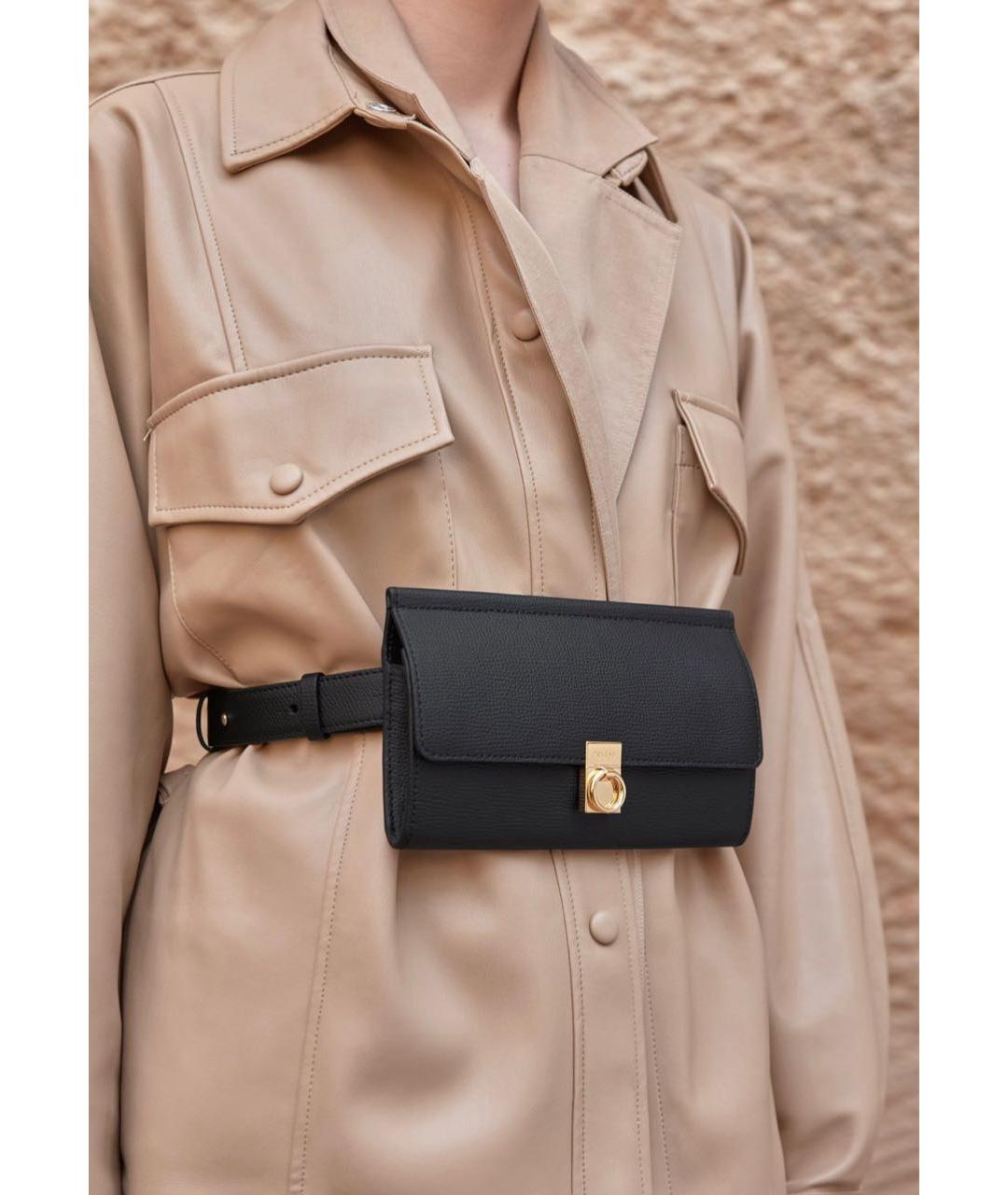 POLENE Черная кожаная поясная сумка, фото 7