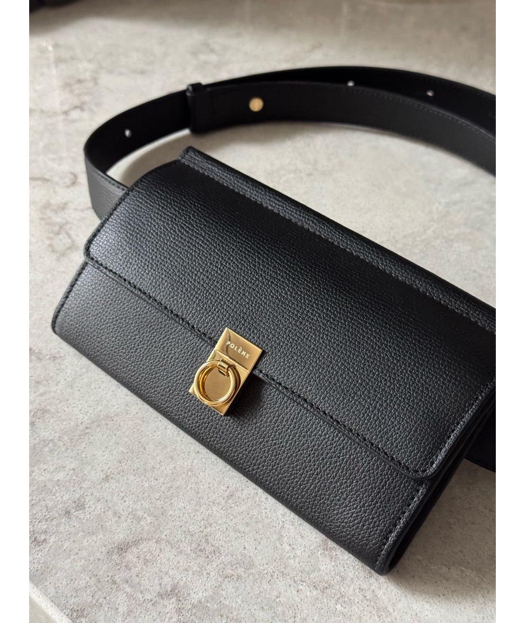 POLENE Черная кожаная поясная сумка, фото 3