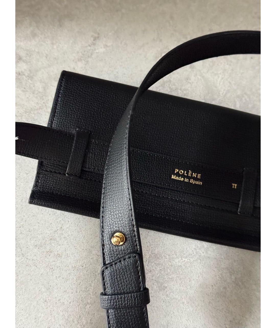 POLENE Черная кожаная поясная сумка, фото 4