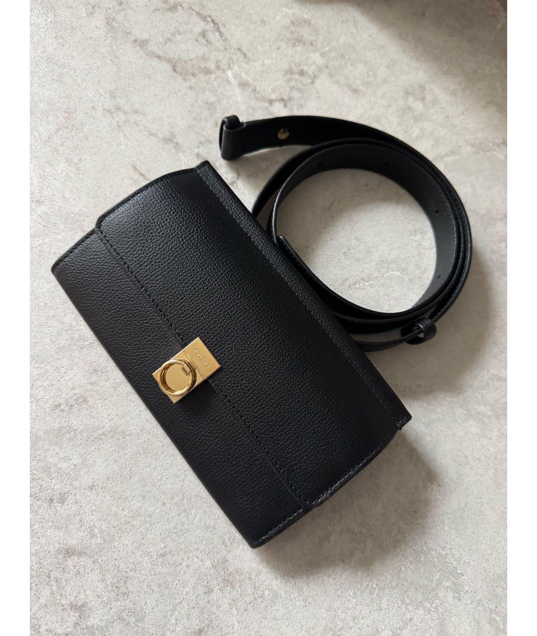 POLENE Черная кожаная поясная сумка, фото 2