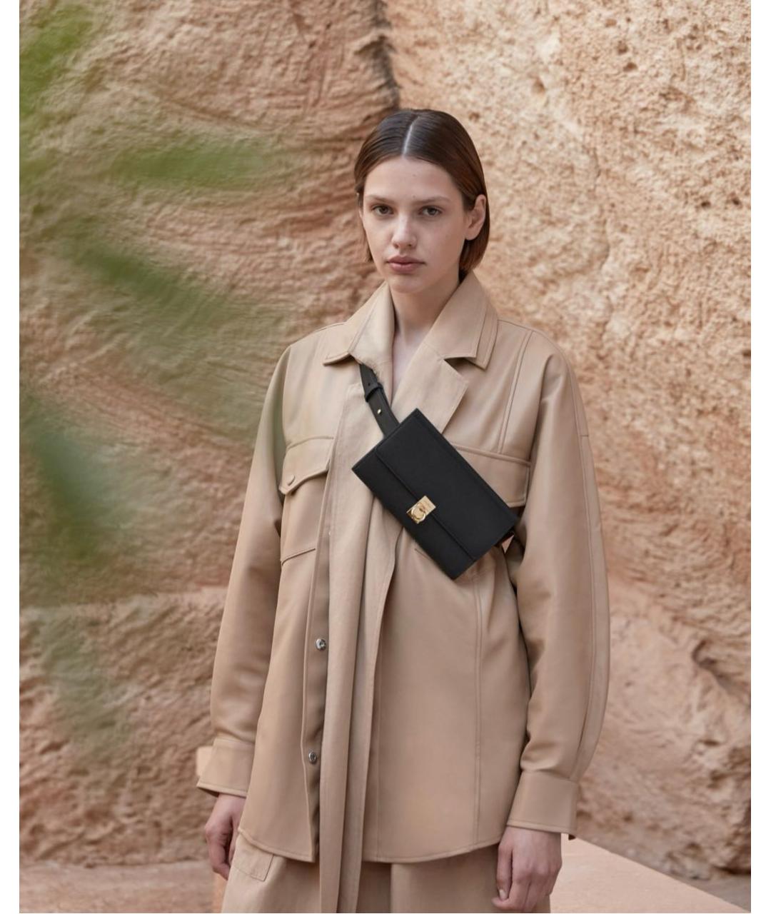 POLENE Черная кожаная поясная сумка, фото 8