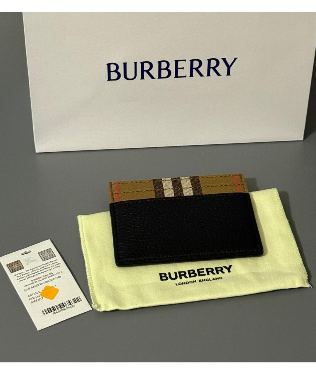 BURBERRY Черный кожаный кардхолдер, фото 4