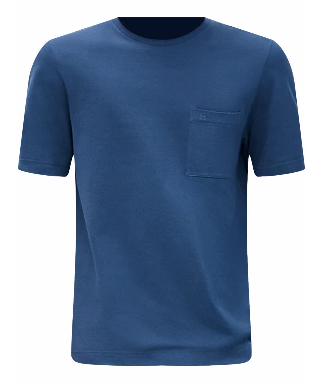 HERMES Синяя хлопковая футболка, фото 1