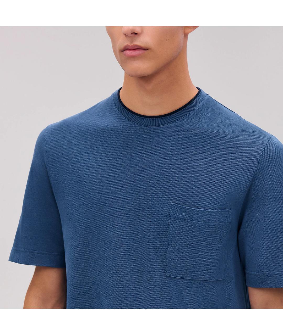 HERMES Синяя хлопковая футболка, фото 3