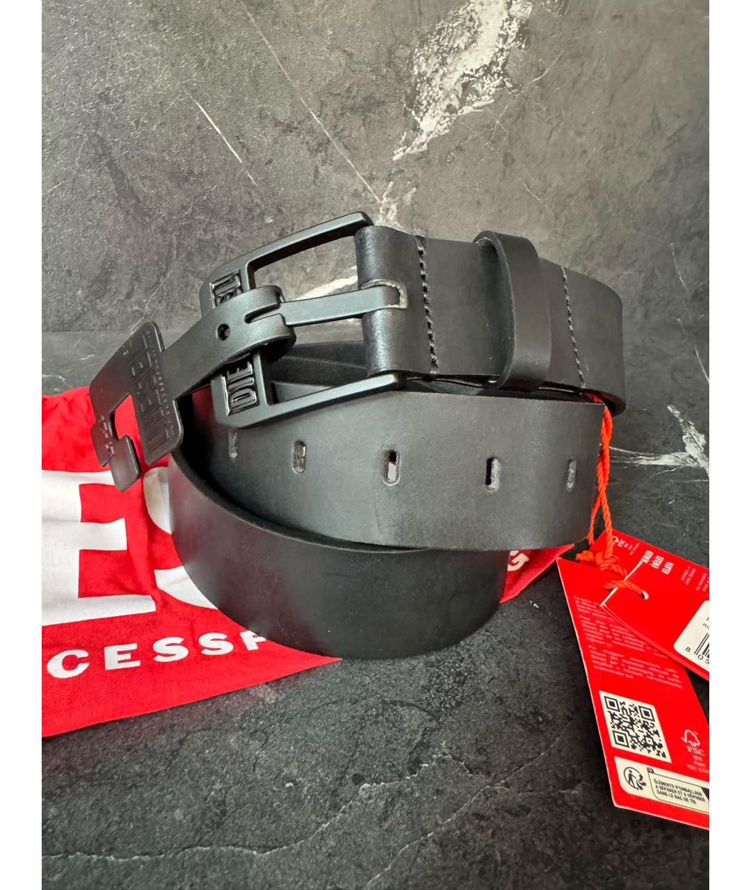 DIESEL Черный кожаный ремень, фото 9