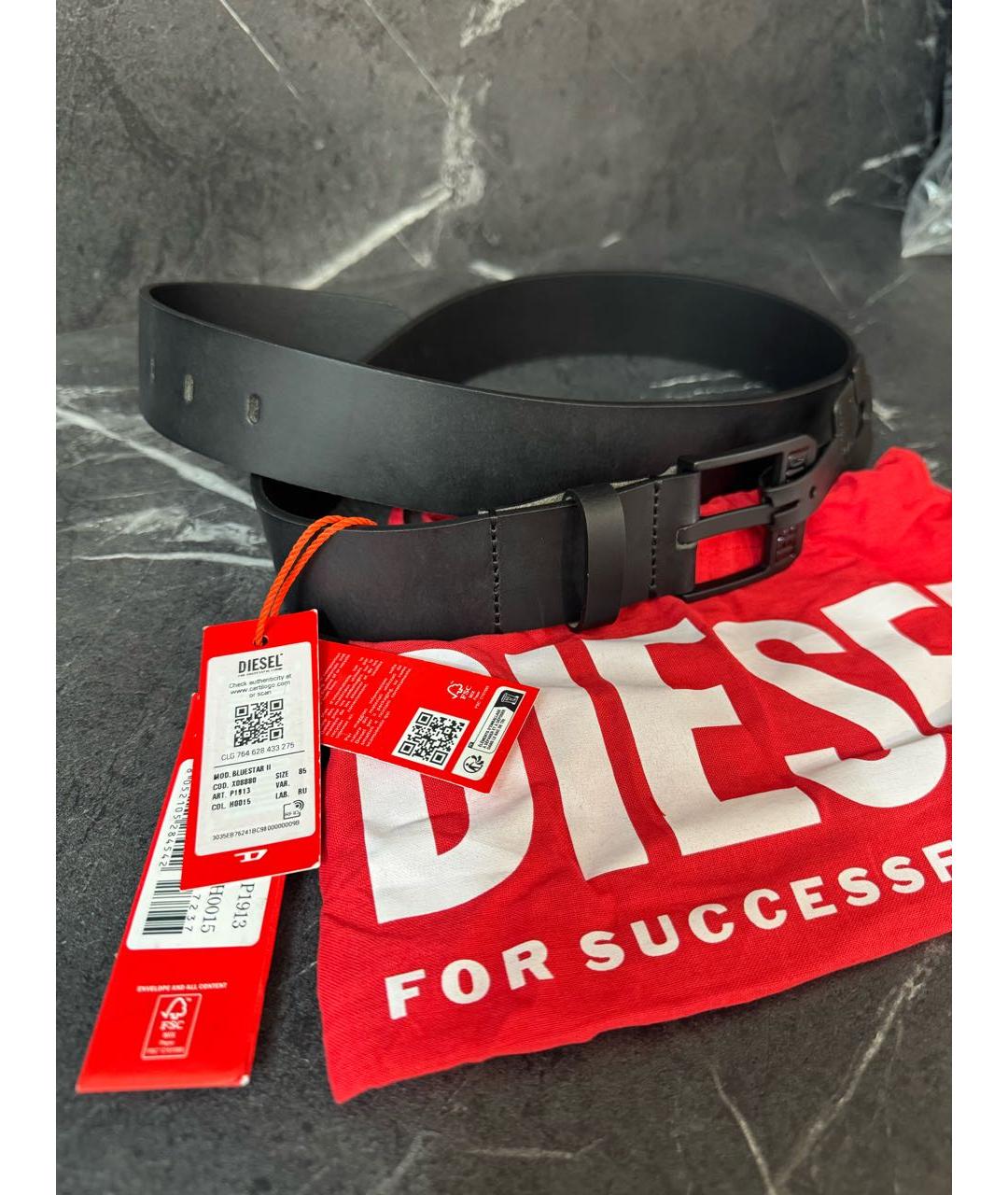 DIESEL Черный кожаный ремень, фото 5