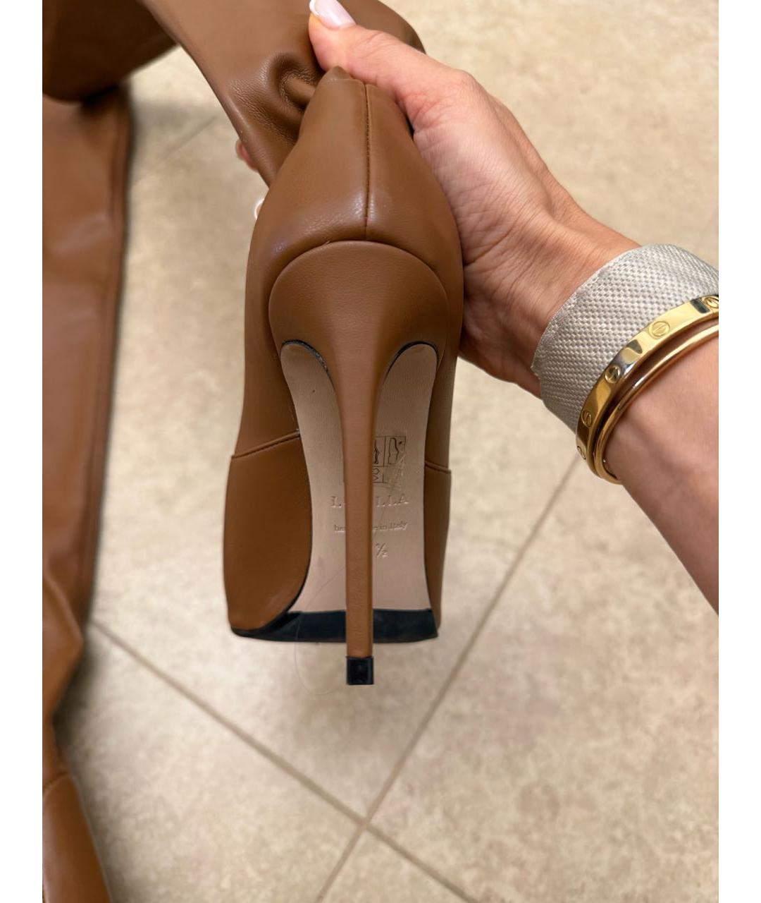 LE SILLA Коричневые кожаные ботфорты, фото 5