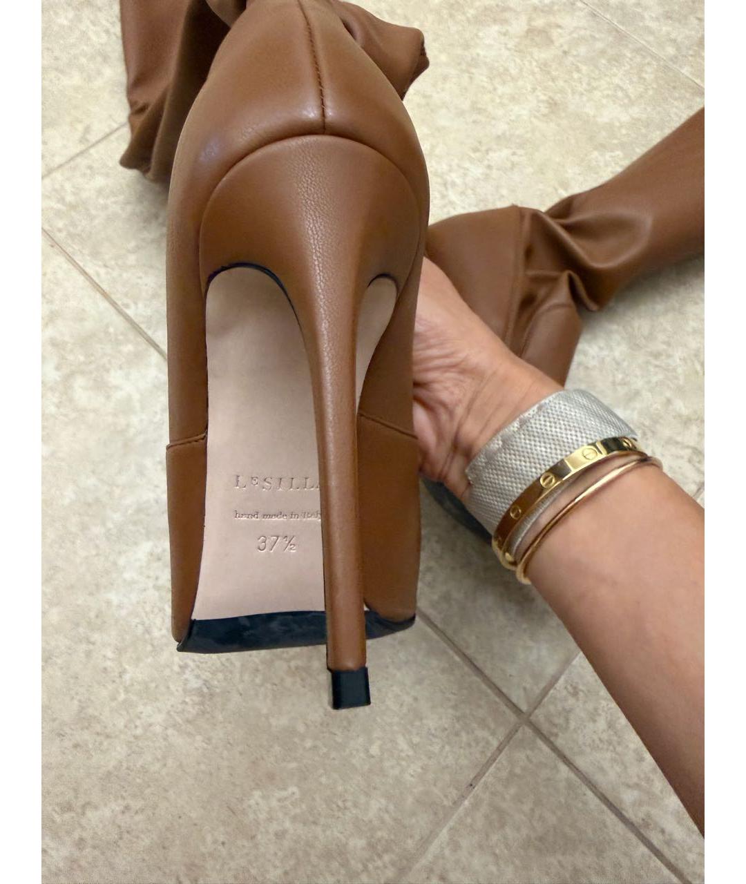 LE SILLA Коричневые кожаные ботфорты, фото 4