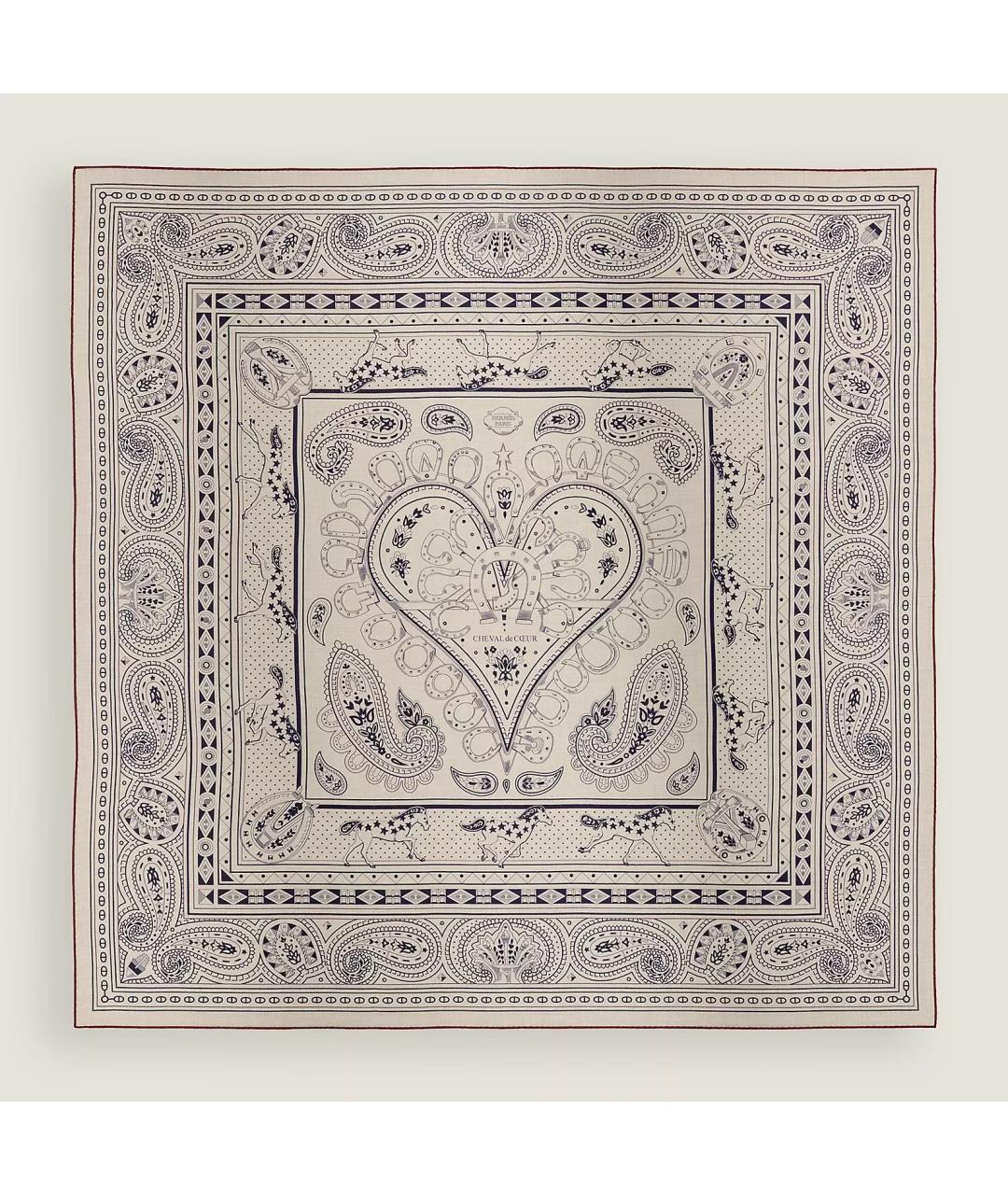 HERMES Белый кашемировый платок, фото 2