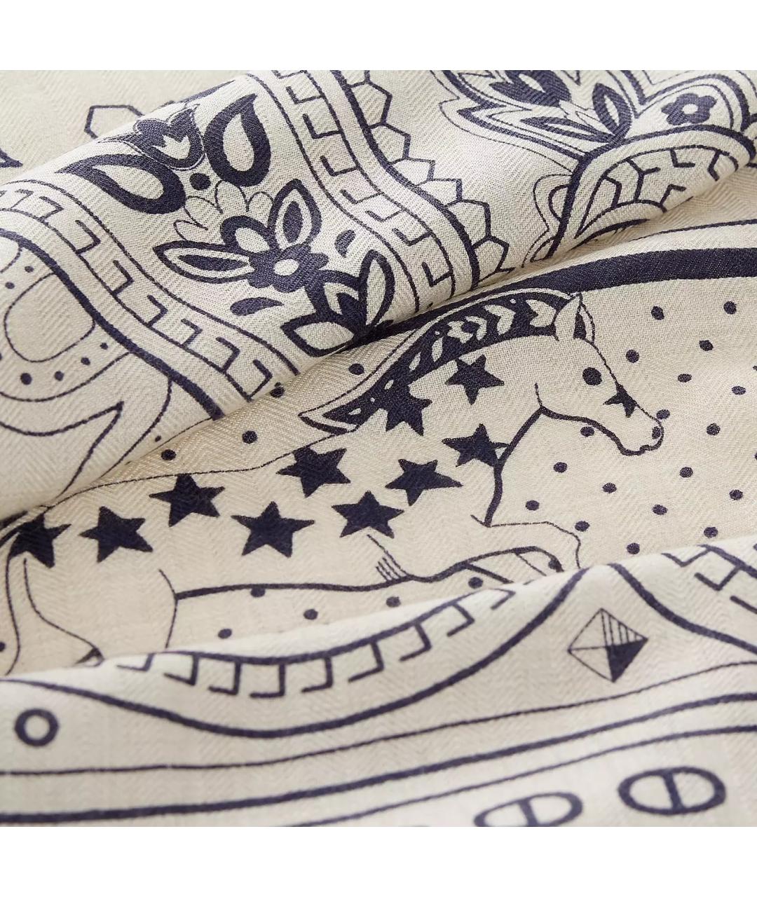 HERMES Белый кашемировый платок, фото 3