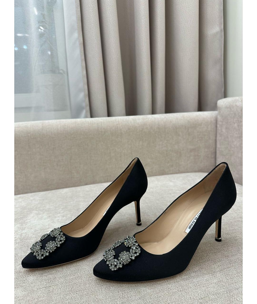 MANOLO BLAHNIK Черные текстильные туфли, фото 4