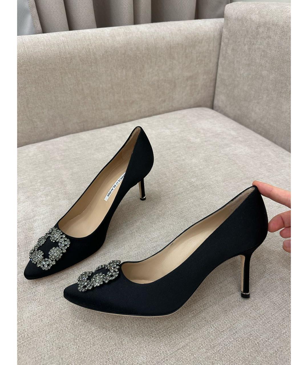 MANOLO BLAHNIK Черные текстильные туфли, фото 5