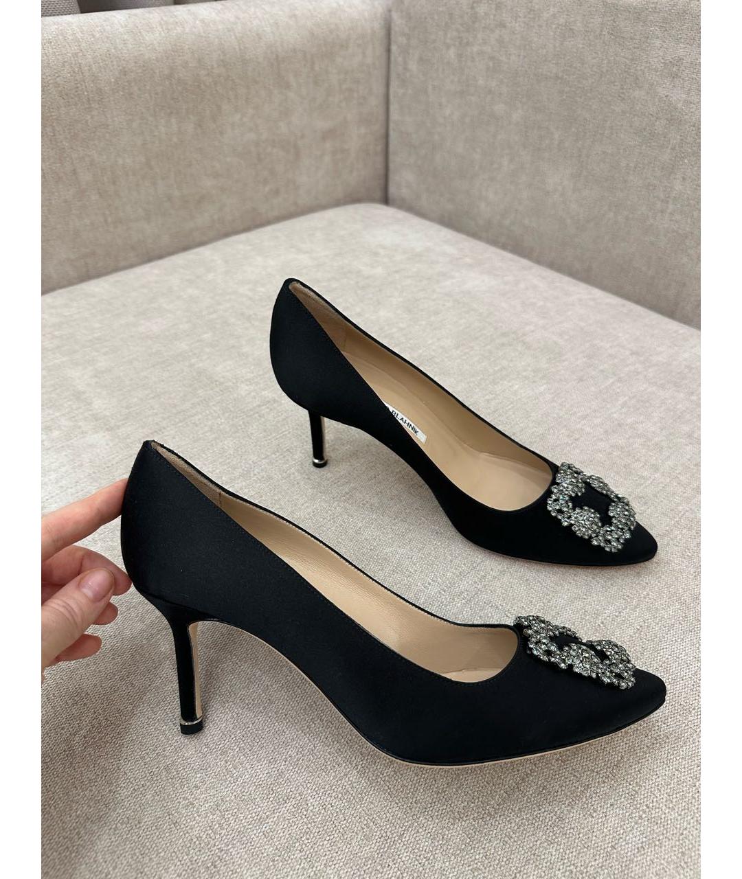 MANOLO BLAHNIK Черные текстильные туфли, фото 6