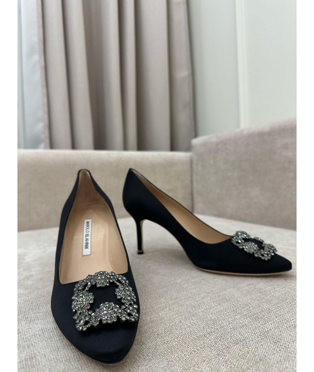 MANOLO BLAHNIK Черные текстильные туфли, фото 8