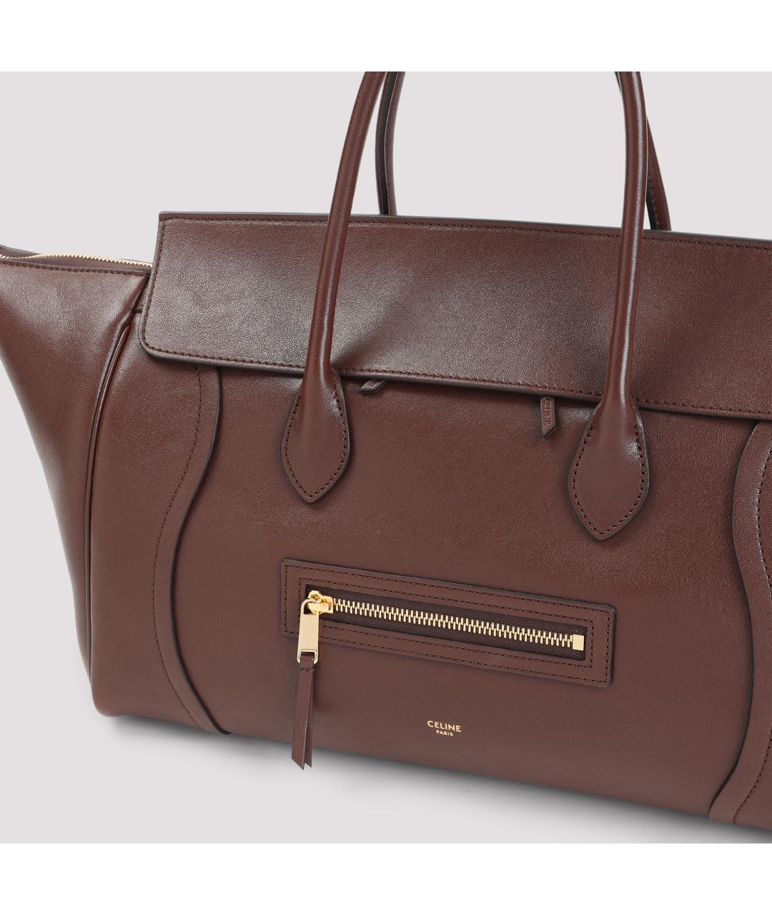 CELINE Коричневая кожаная сумка тоут, фото 6