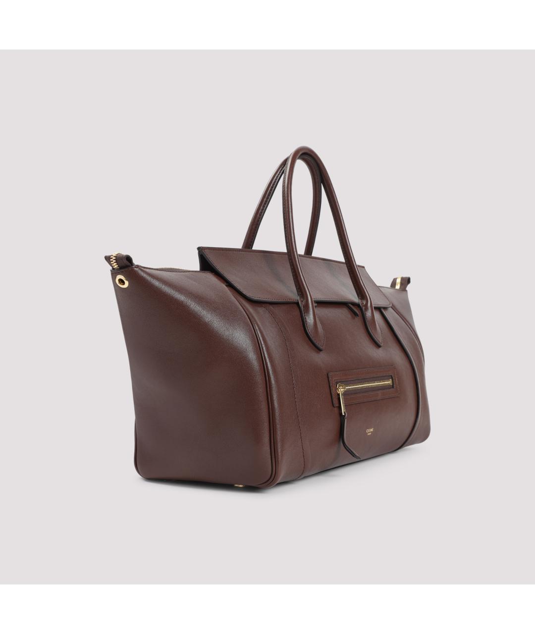 CELINE Коричневая кожаная сумка тоут, фото 5