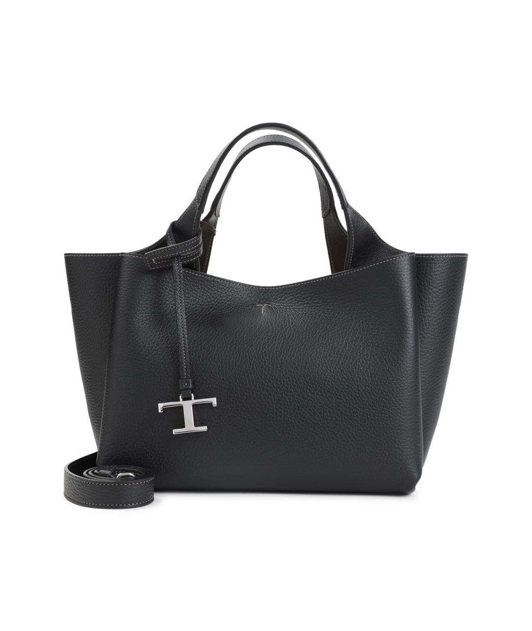 TOD'S Черная кожаная сумка тоут, фото 1